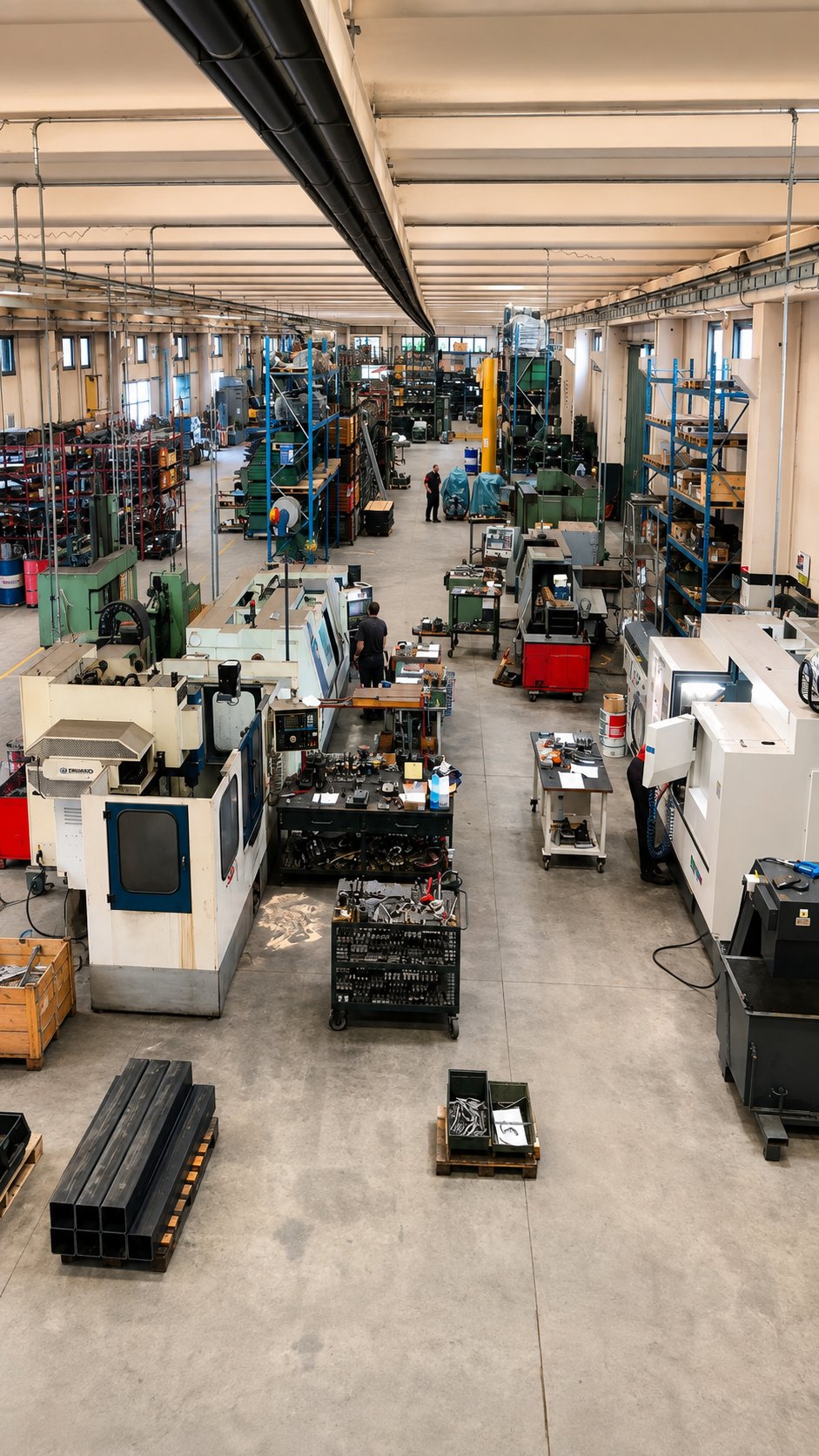 Reparto produttivo Cerruti con macchine a controllo numerico al lavoro